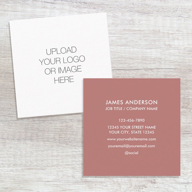 Custom Logo Minimalist Desert Rose Square Business Card (Creator Uploaded)