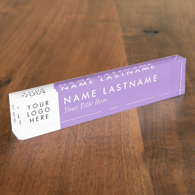Custom Logo Minimalist Lavender Purple Lilac Nameplate (Side)