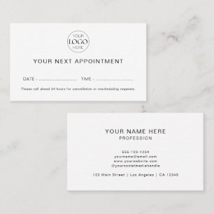 Custom Logo Minimalist Modern Business Customer  Appointment Card
