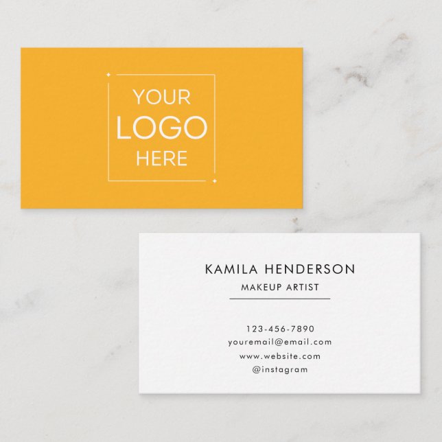 Custom Logo Minimalist Modern Yellow Professional Business Card (Front/Back)