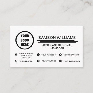 Custom Logo Minimalist Social Media Icons Business Card