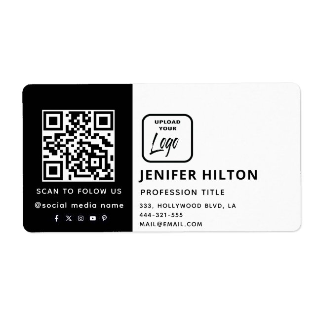 Custom logo minimalist social media icons QR code (Front)