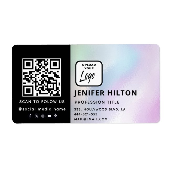 Custom logo minimalist social media icons QR code (Front)