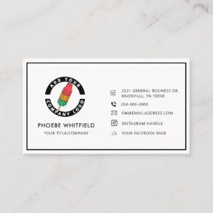 Custom Logo Minimalist with Social Media Icons Business Card