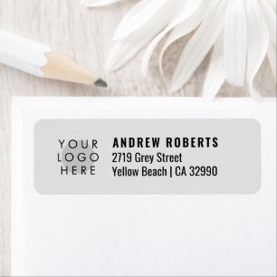 Custom Logo Minimalistic Light Grey Modern Stylish Return Address Label