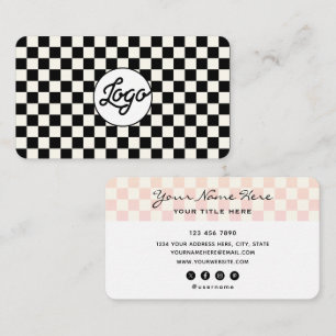 Custom Logo Modern Checkered Professional Business Card