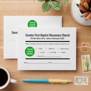 Custom Logo Modern Church Tithe Envelope 