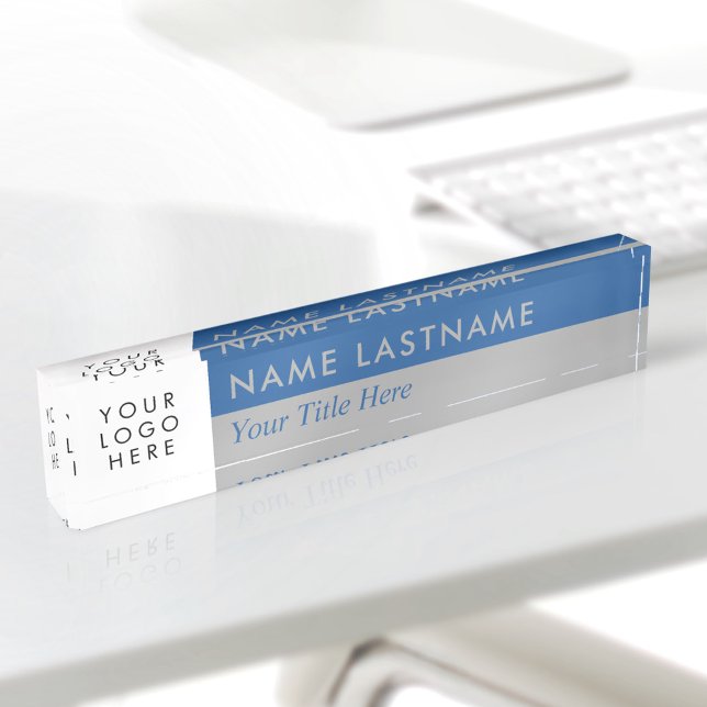 Custom Logo Modern Duo Colour Blue Grey Nameplate (Creator Uploaded)