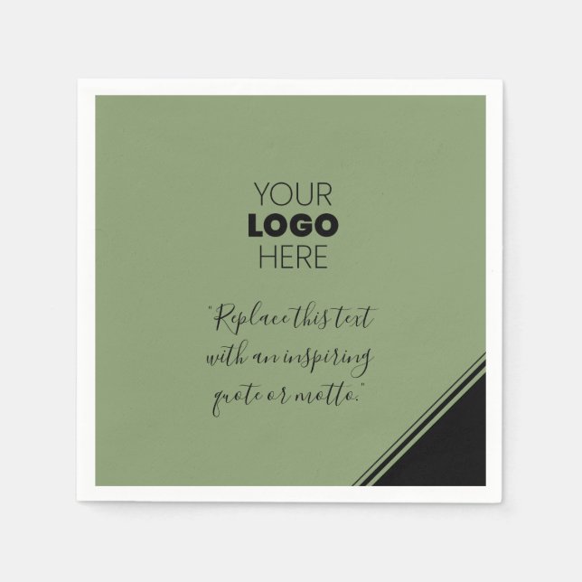 Custom Logo Modern Lines Black Green Napkins (Front)