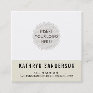 CUSTOM LOGO modern minimal chic ivory cream black Square Business Card