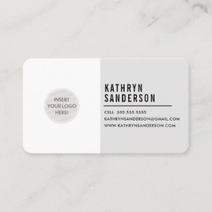 CUSTOM LOGO modern minimal neutral pale gray white Business Card