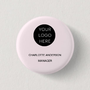 Custom Logo Modern Minimalist Blush Pink 3 Cm Round Badge