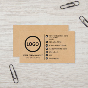 Custom logo modern minimalist Kraft Paper Business Card