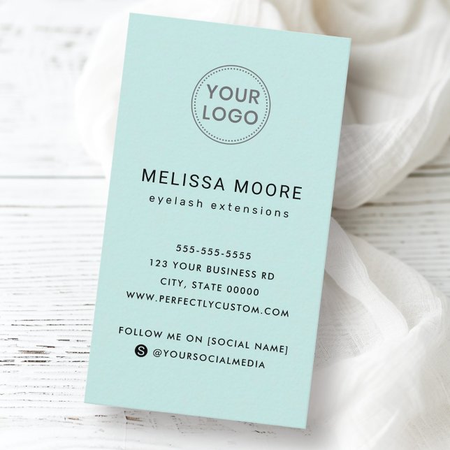 Custom logo modern minimalist light blue vertical business card (Custom logo modern minimalist light blue vertical business card)