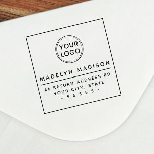 Custom logo modern minimalist return address self-inking stamp