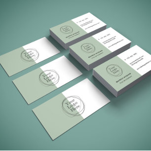 Custom Logo Modern Minimalist Sage Green Business Card