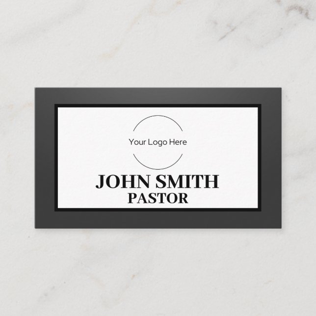 Custom logo modern minimalist SHADED Church Pastor Business Card (Front)