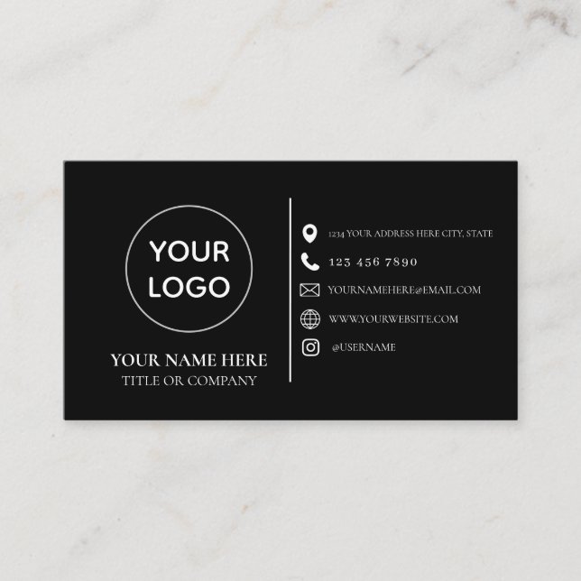Custom logo modern minimalist social media icons b business card (Front)