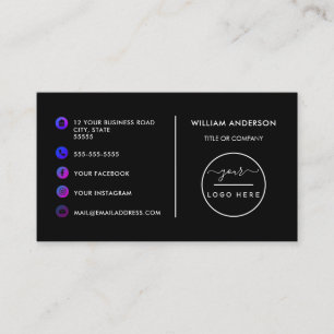 Custom logo modern minimalist social media icons b business card