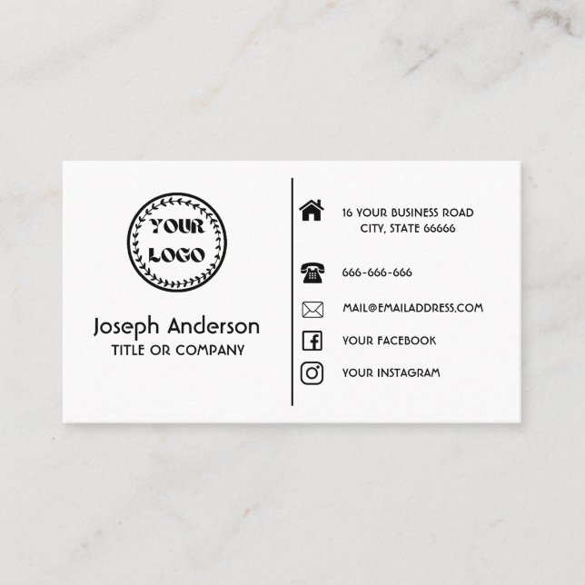 custom Logo modern minimalist  social media icons Business Card (Front)