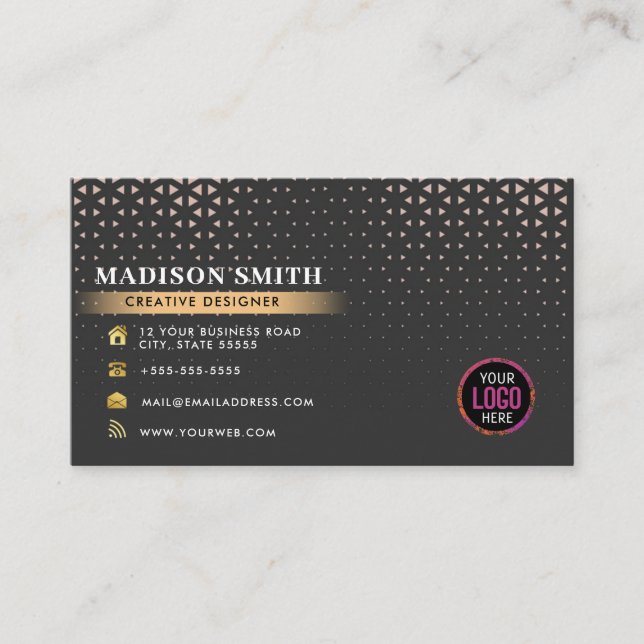 Custom logo modern minimalist social media icons business card (Front)