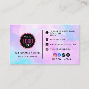 Custom logo modern minimalist social media icons business card