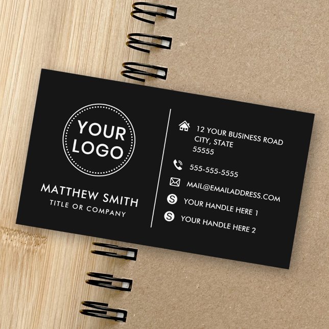 Custom logo modern minimalist social media icons business card (Custom logo modern minimalist social media icons business card)
