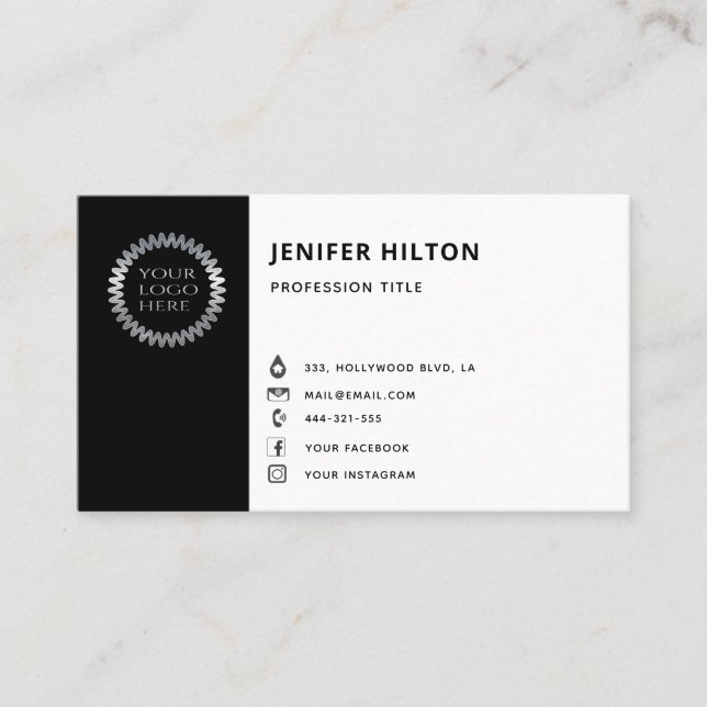 Custom logo modern minimalist social media icons   business card (Front)