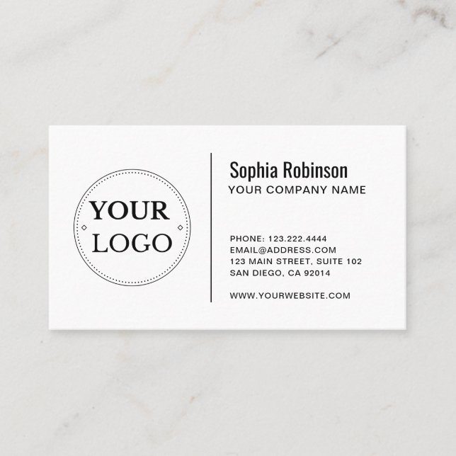 Custom Logo Modern Minimalist White or Any Colour Business Card (Front)