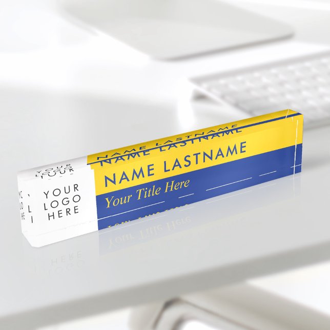 Custom Logo Modern Navy Blue and Yellow Nameplate (Creator Uploaded)