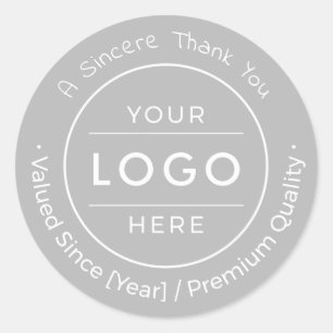 Custom Logo Modern Silver Professional Branding Classic Round Sticker