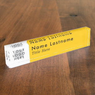 Custom Logo Modern Simple Yellow Trendy Minimalist Nameplate