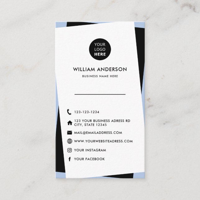 Custom Logo Modern Social Media Icons Unique Chic  Business Card (Front)