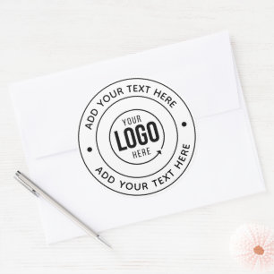 🔘 Custom Logo Monogram   Add Personalised Text Classic Round Sticker