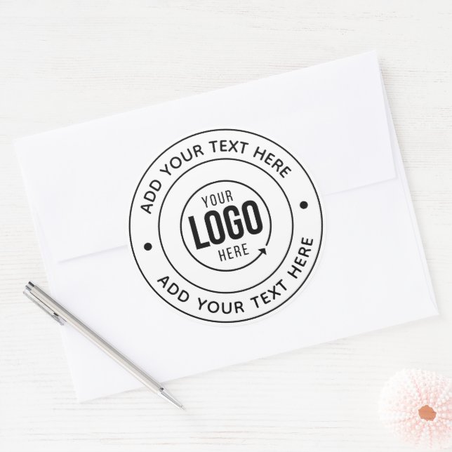 🔘 Custom Logo Monogram | Add Personalised Text Classic Round Sticker (Envelope)