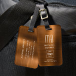 Custom Logo Monogram Copper Brown Brushed Metal Luggage Tag<br><div class="desc">Custom Logo Monogrammed Copper Brown Brushed Metal Luggage Tag. Personalise it with your details and your company logo.</div>