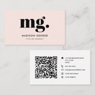 Custom logo monogram modern minimalist QR code Business Card