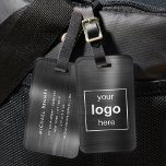 Custom Logo Monogrammed Black Luggage Tag<br><div class="desc">Custom Logo Monogrammed Black Luggage Tag. Personalise it with your details and your company logo.</div>