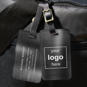 Custom Logo Monogrammed Black Luggage Tag
