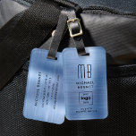 Custom Logo Monogrammed Blue Brushed Metal Luggage Tag<br><div class="desc">Custom Logo Monogrammed Blue Brushed Metal Luggage Tag. Personalise it with your details and your company logo.</div>