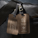Custom Logo Monogrammed Bronze Brushed Metal Luggage Tag<br><div class="desc">Custom Logo Monogrammed Bronze Brushed Metal Luggage Tag. Personalise it with your details and your company logo.</div>