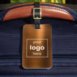 Custom Logo Monogrammed Copper Brushed Metal Luggage Tag<br><div class="desc">Custom Logo Monogrammed Copper Brushed Metal Luggage Tag. Personalise it with your details and your company logo.</div>