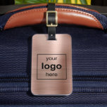 Custom Logo Monogrammed Rose Gold Brushed Metal Luggage Tag<br><div class="desc">Custom Logo Monogrammed Rose Gold Brushed Metal Luggage Tag. Personalise it with your details and your company logo.</div>