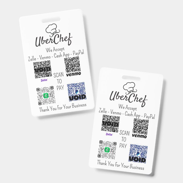 Custom Logo Multi-QR Code Cashless Payment Badge ID Badge (Front & Back)