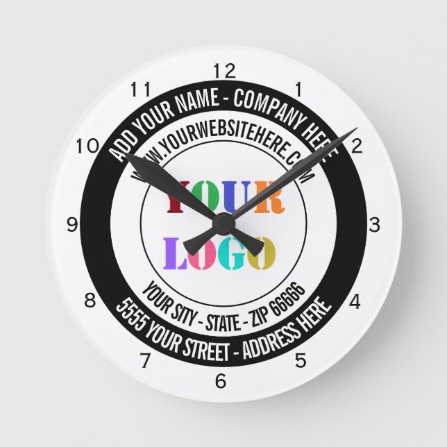 Custom Logo Name Address Website Special Design Round Clock (Front)