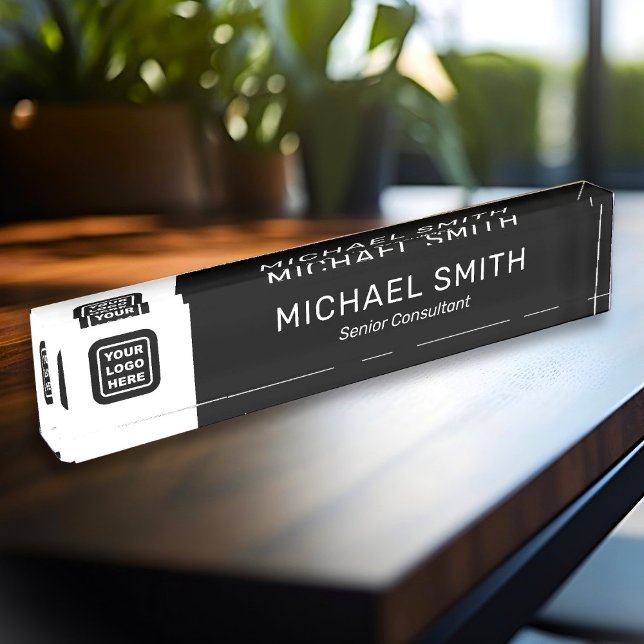 Custom Logo Name And Job Title Elegant Nameplate (Creator Uploaded)