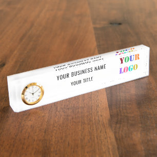 Custom Logo , Name and Title Personalised Elegant Nameplate