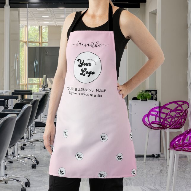 Custom Logo & Name Business Salon Staff Minimalist Apron (Creator Uploaded)