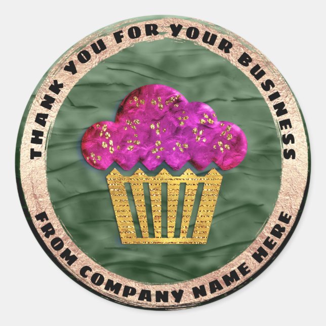 Custom Logo Name Gold Custom Green Cake Sweet Classic Round Sticker (Front)