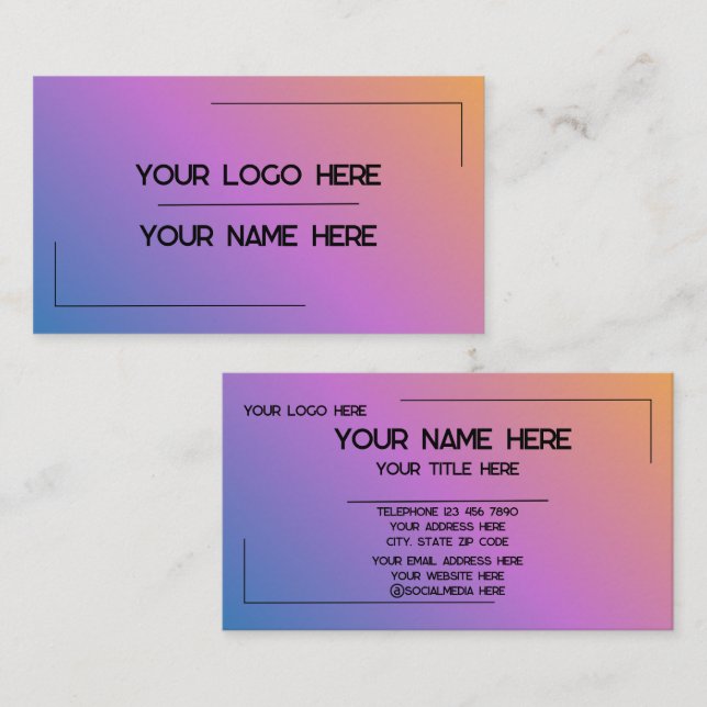 Custom Logo Name Minimalist Modern Professional Business Card (Front/Back)
